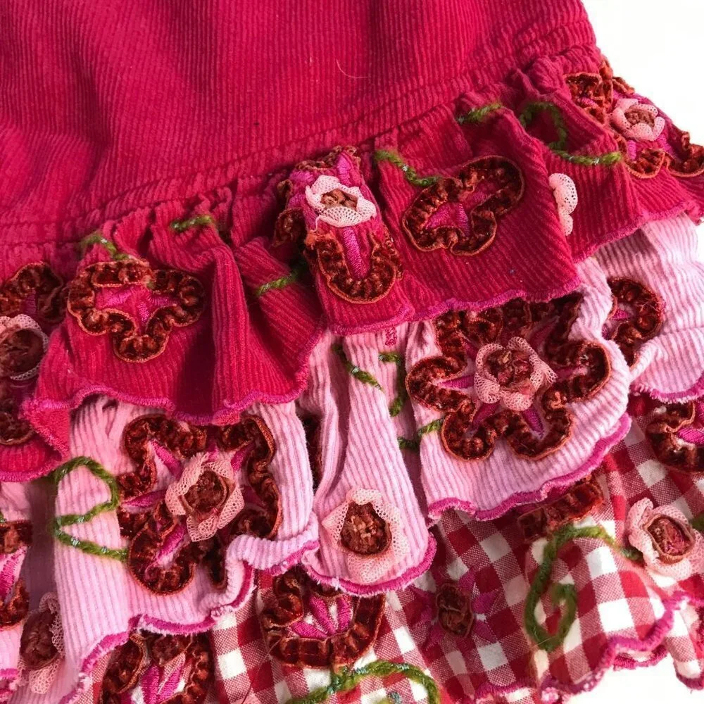 Beetlejuice Floral Ruffle Corduroy Red Toddler Dress Size 3T